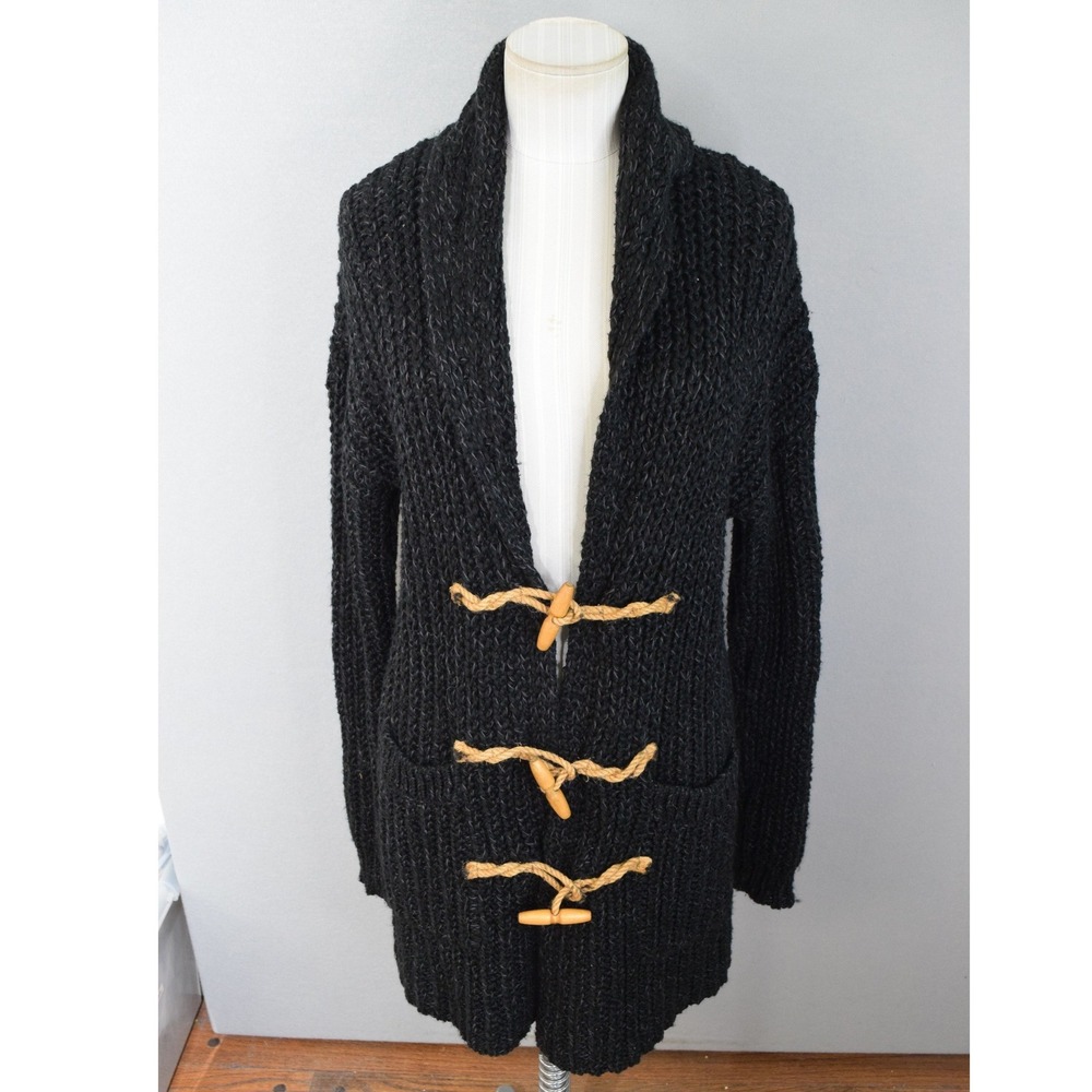 Denim & Supply Ralph Lauren Cardigan M Black Toggle Shawl Sweater Nautical